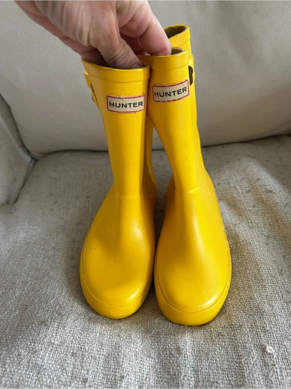 Hunter Kids Bright Yellow Waterproof Rain Boots with Side Buckle 12